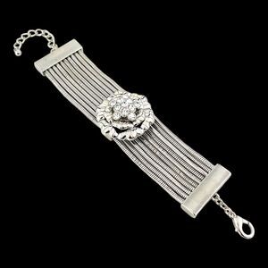 New Floral Crystal Bracelet Silver Tone Premier Designs - 3T